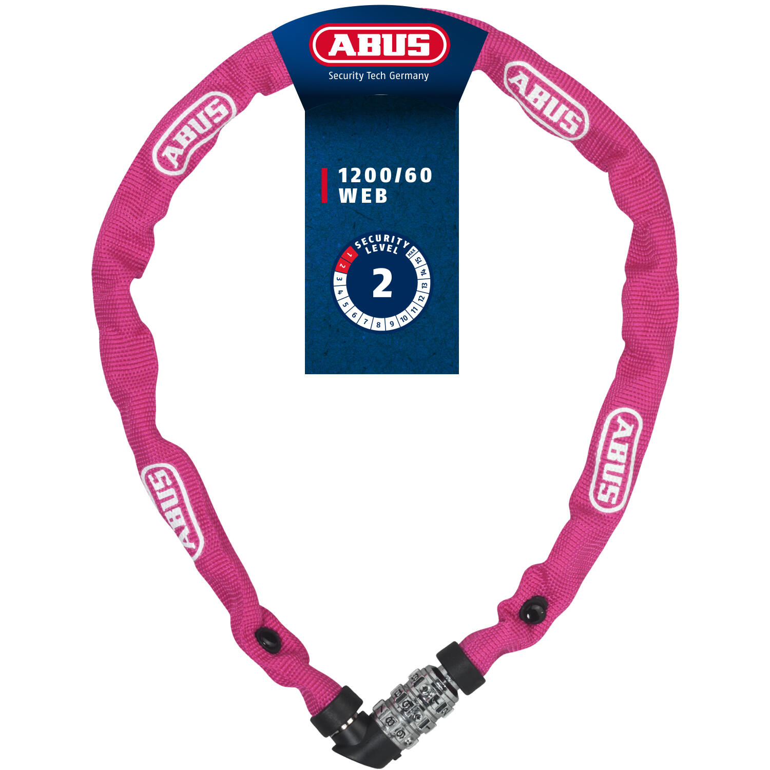 ABUS Abus 1200/60 Web Lock - Candado de Bicicleta Fiable Rosa Coral