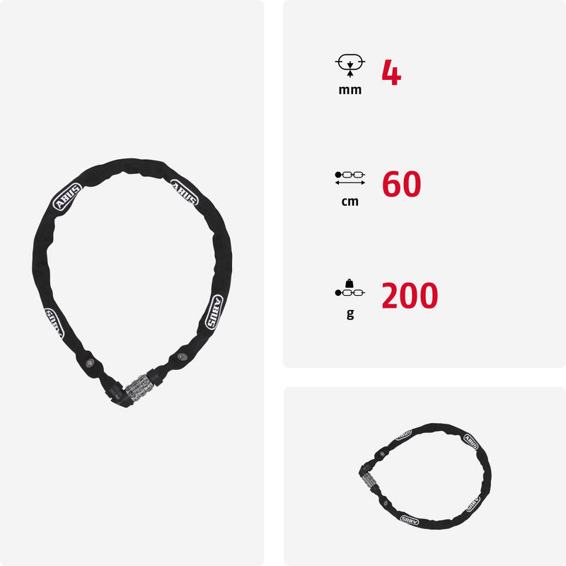 Lacăt bicicletă Abus 1200/60 negru cu cifru