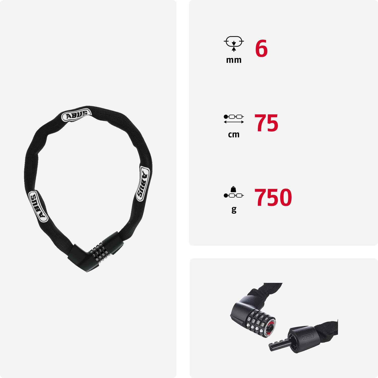 Serratura a cavo Abus Tresor 1385/75 3/4