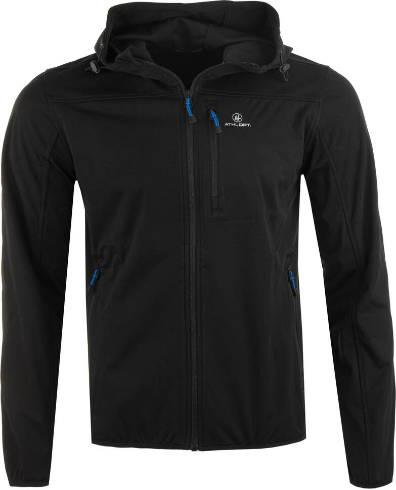 Męska Kurtka Softshell Athl. DPT Agar Czarna - Odporna na Wiatr i Oddychająca
