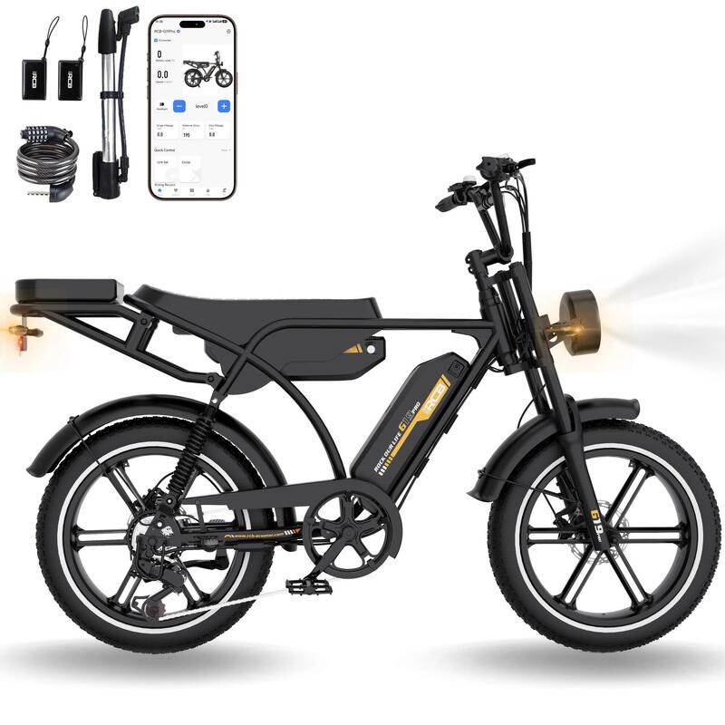 Vélo électrique G19 PRO, APP/NFC, 2x15.6Ah (90-120km), 20×4.0" suspendu