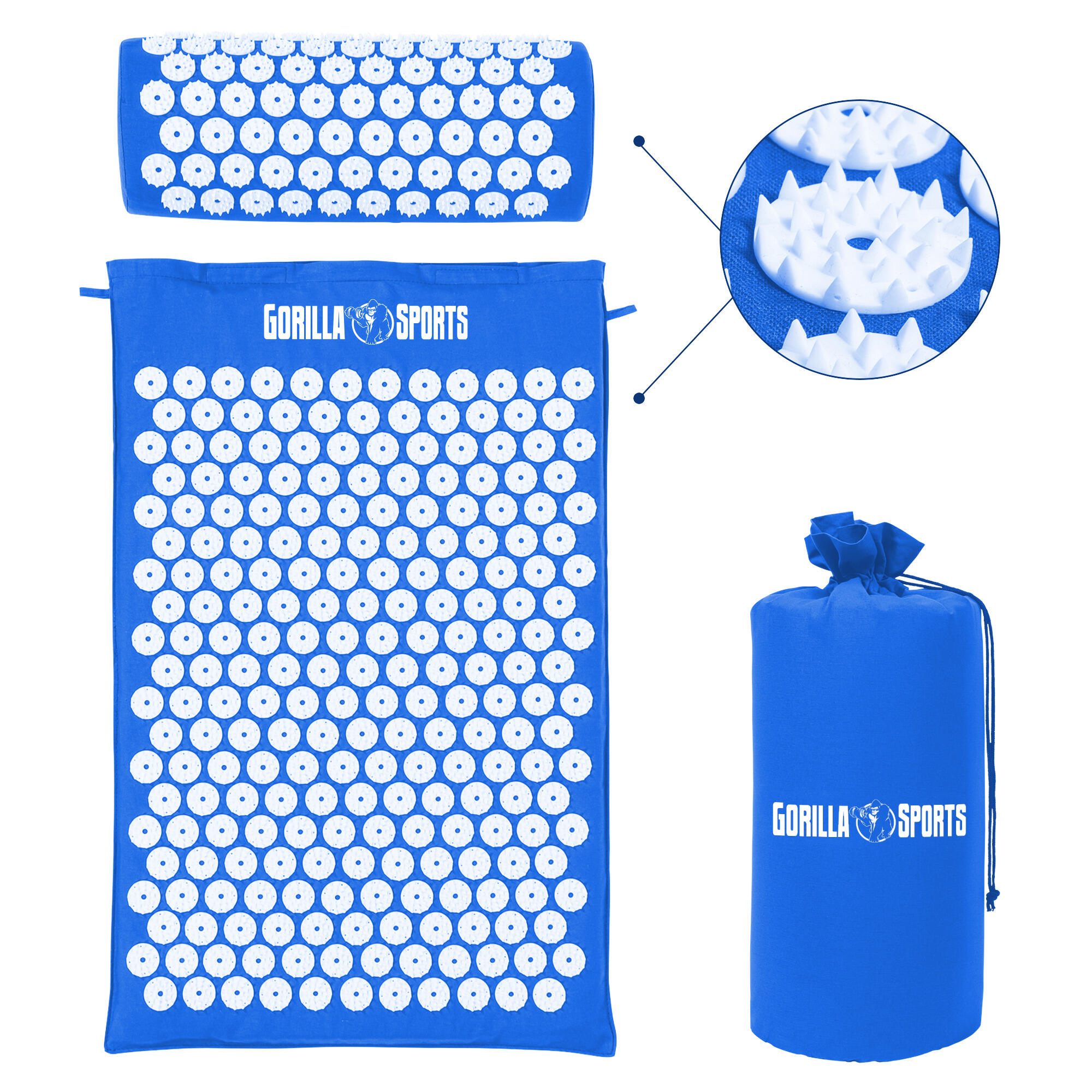 Gorilla Sports Dark Blue Acupressure Mat Cotton 5/7