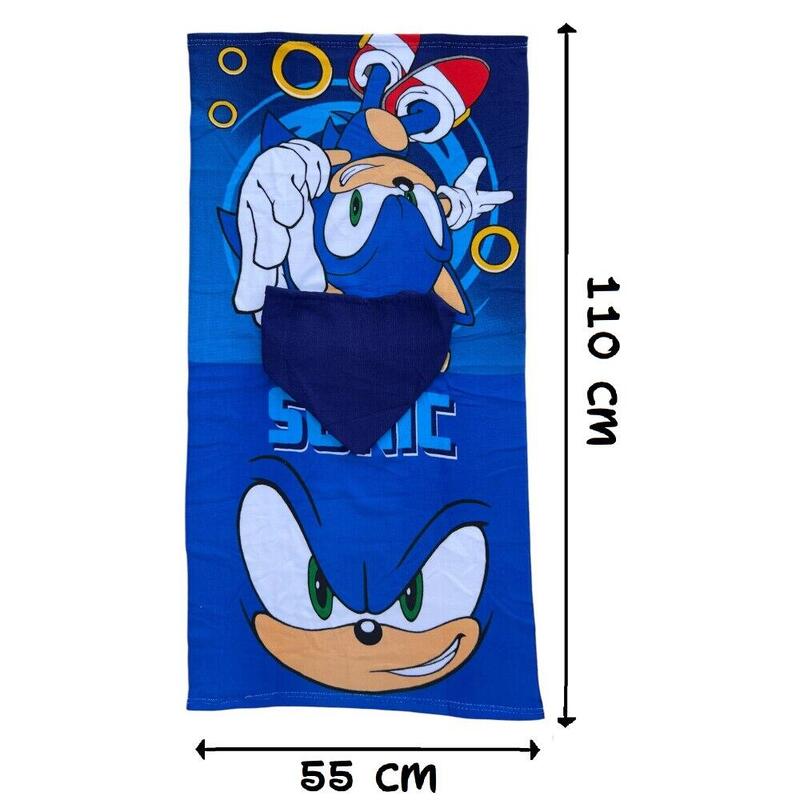 Prosop de baie pentru copii, tip poncho, albastru, 50x100 cm, So fun, Sonic