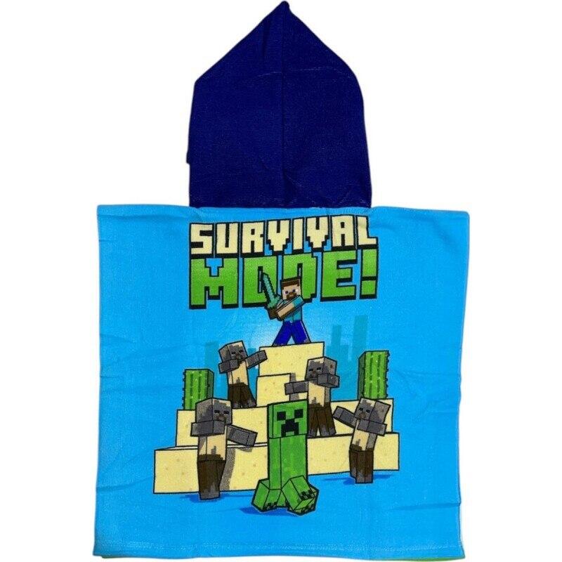 Prosop de baie pentru copii, tip poncho, multicolor, 50x100 cm, So fun, Minecraf