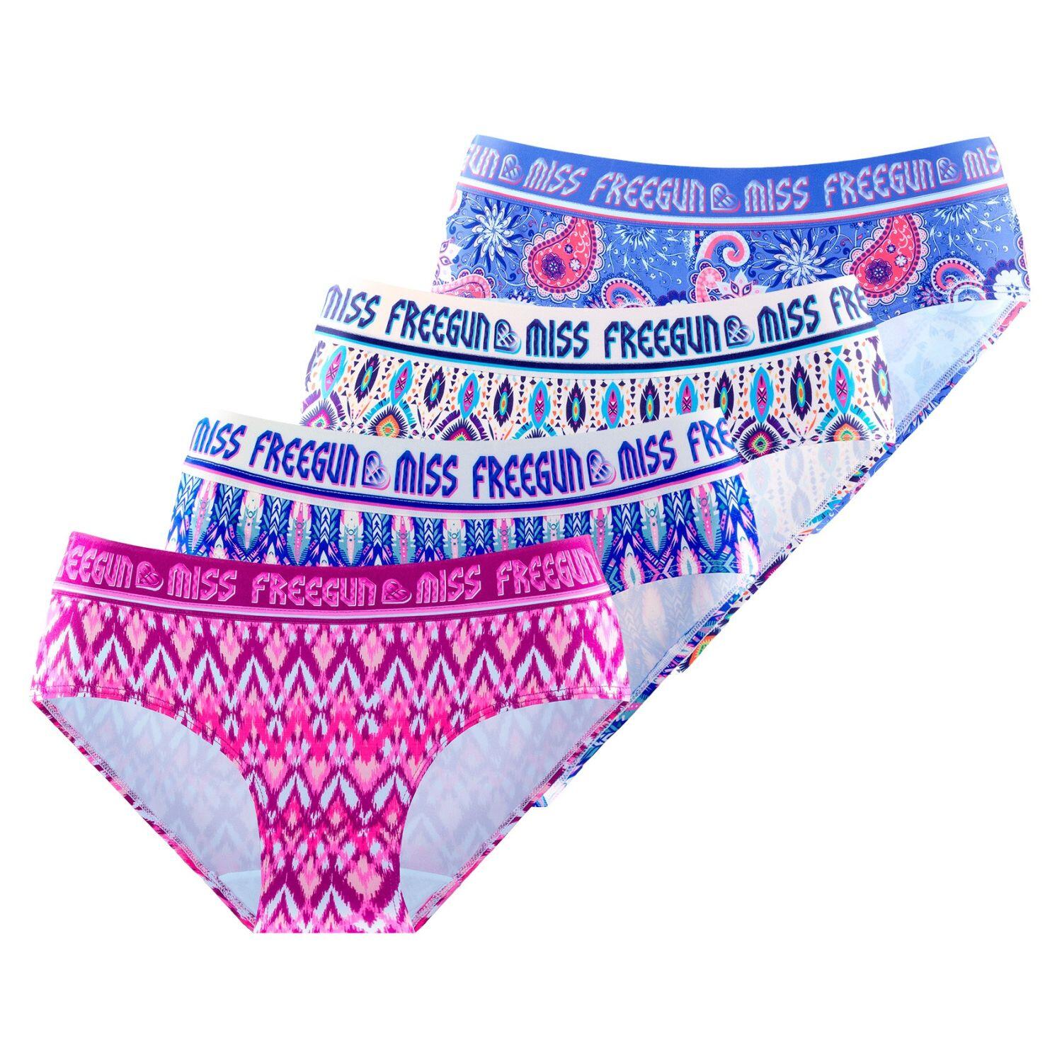 Freegun - Lot De 4 Culottes Fille Ethnic - Caleçon - Multicolore - 12 À 14 Ans - Decathlon