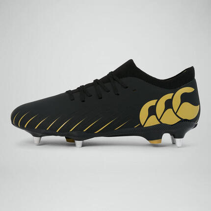 Botas con tacos Canterbury Speed Falcon Pro SG rugby y fútbol negro y dorado
