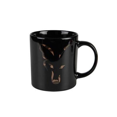 Keramiktasse mit Fuchskopf. Schwarz und Camouflage