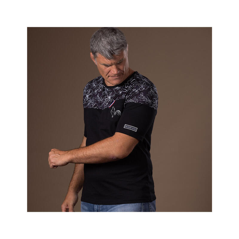 T-shirt manches courtes de rugby homme Black Flower