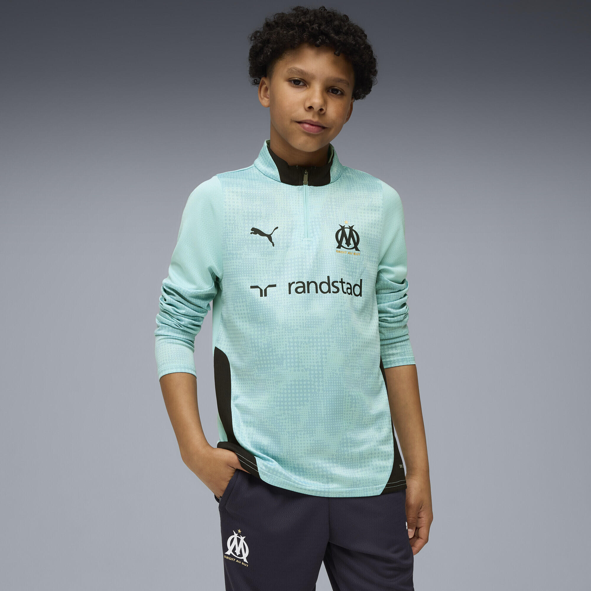 Młodzieżowa bluza treningowa Olympique Marsylia z zamkiem 1/4 PUMA