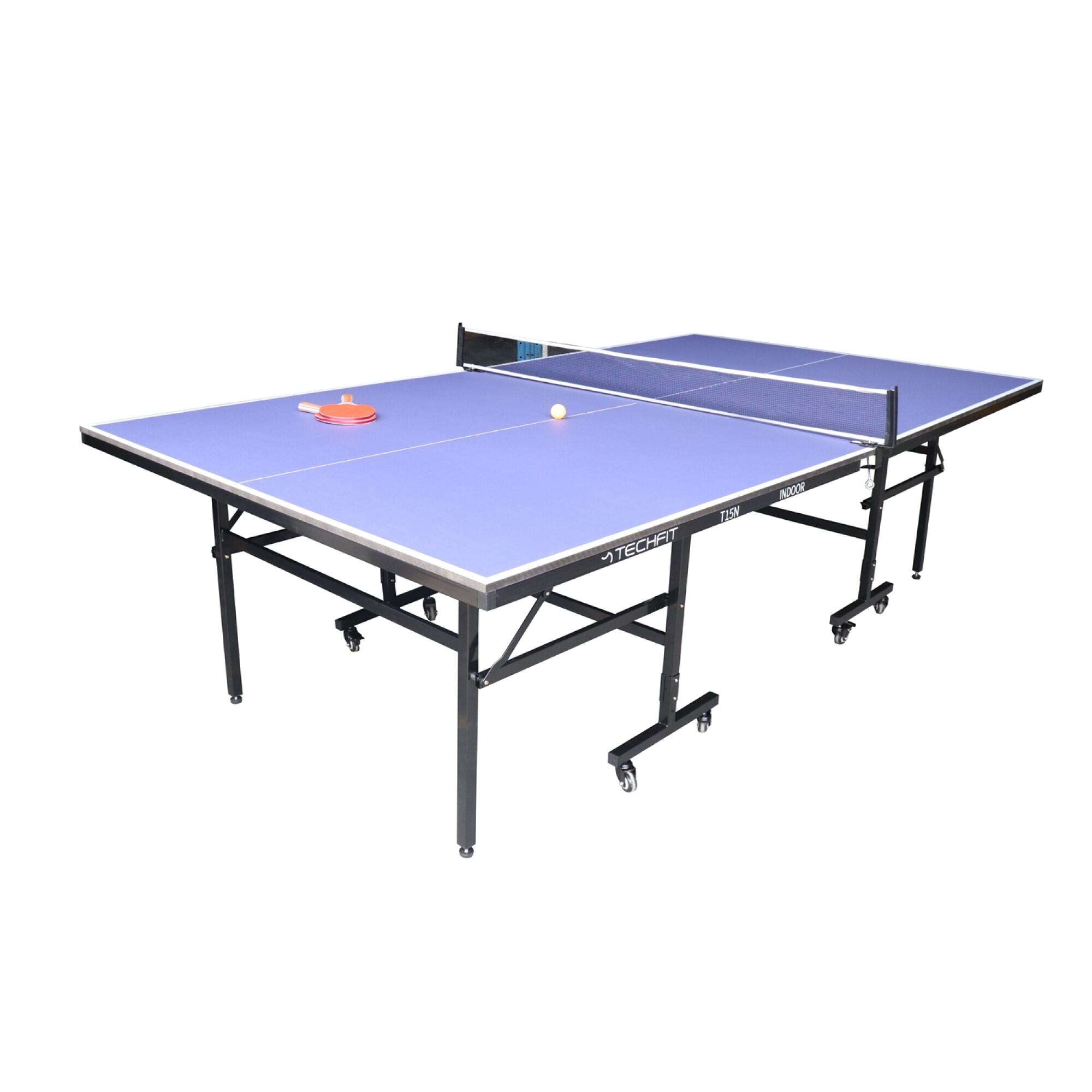 Masa tenis pliabila TECHFIT® T15N interior, blat 15mm, set 2 palete, fileu/minge