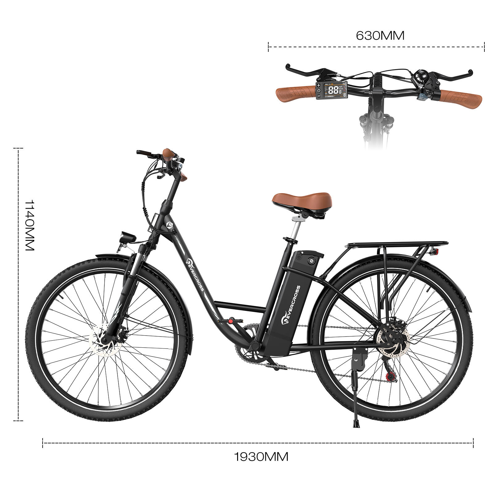 E-Moon Bici Elettrica City 28 Pollici - Batteria 36V 13Ah Rimovibile, Motore 250W - Foto 5