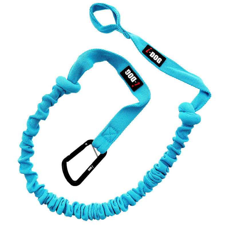 Longe de tranction ONE pour chien canicross jogging bleu, mousqueton noir