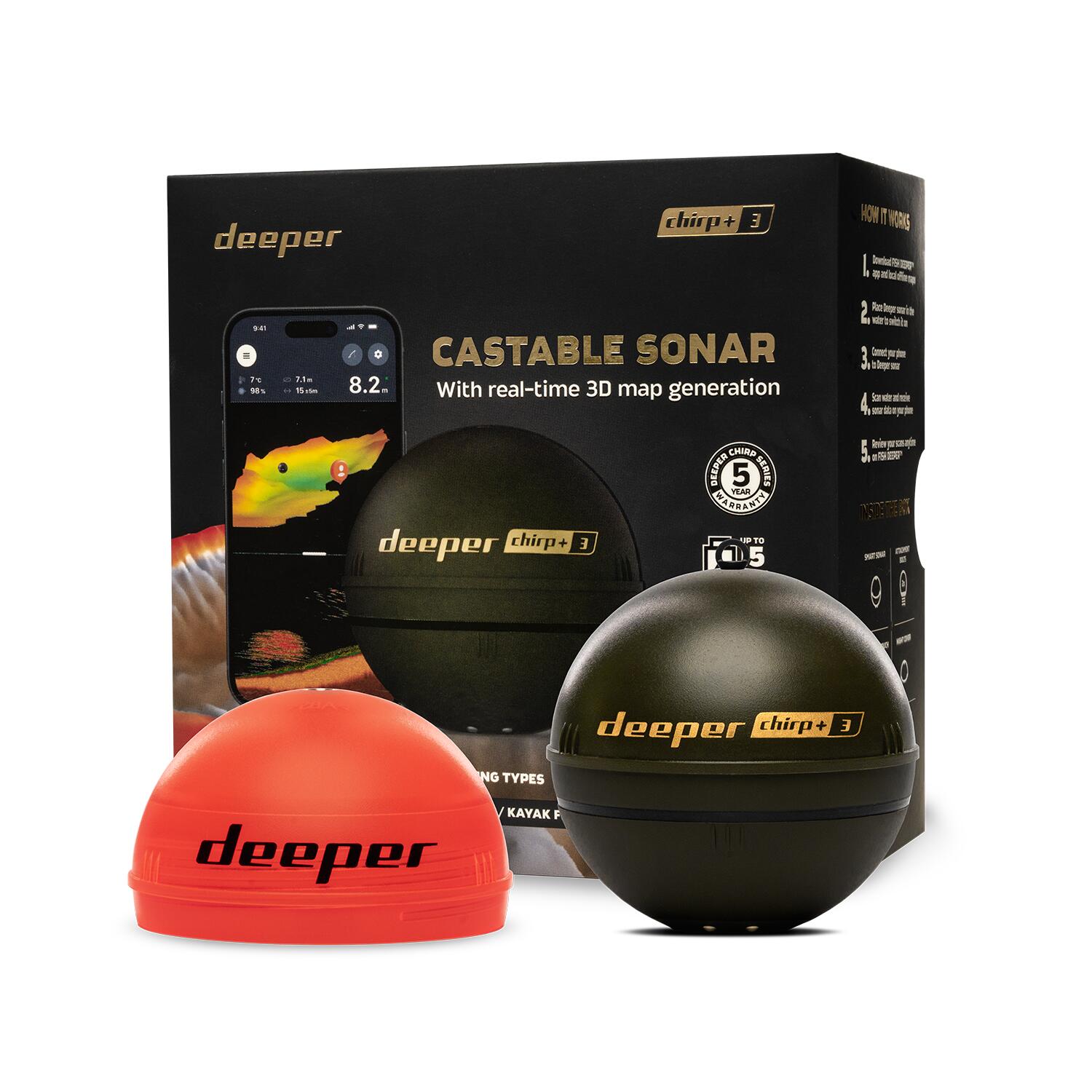 Deeper - Deeper Chirp+3d, Sondeur Sans Fil Avec Gps Et Création Carto 3d - Echo Sondeur - Noir - Taille Unique - Decathlon