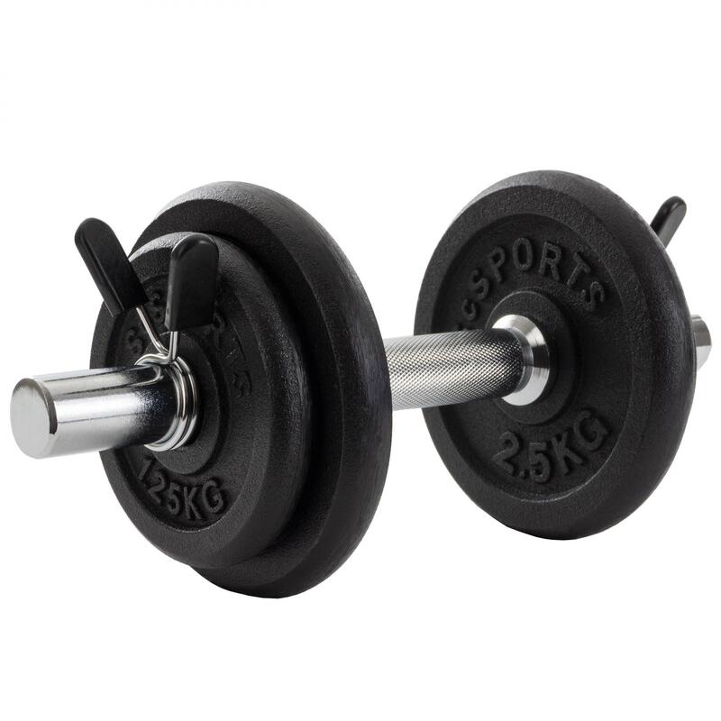 Set de gantere 10 kg 2 x 2,5 kg 2 x 1,25 kg 6 piese fonta