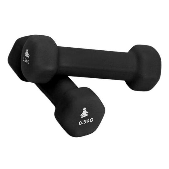 Coppia di manubri da 05 kg ciascuno rivestiti in neoprene con testa esagonale