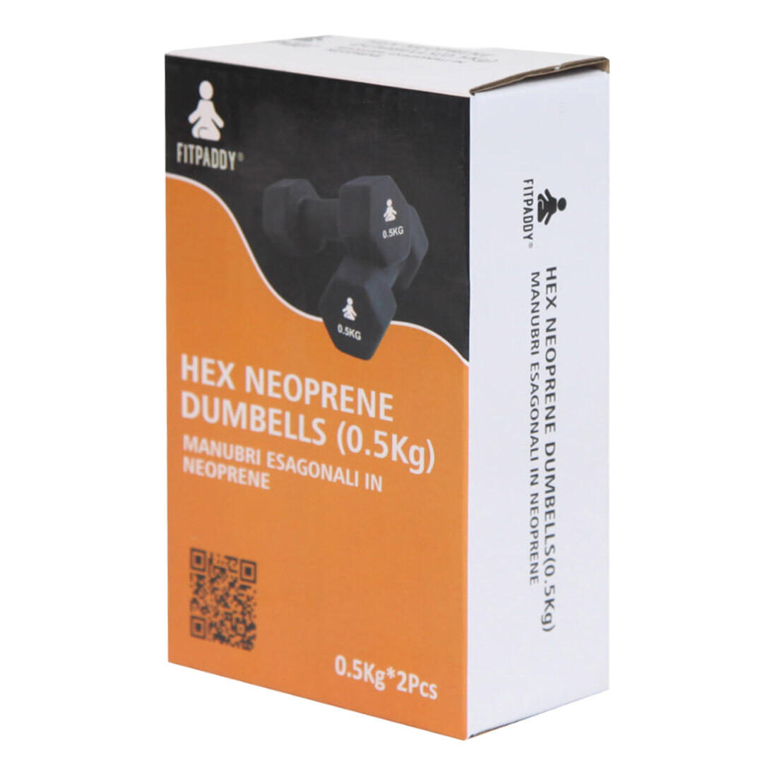 Coppia di manubri da 0,5 kg ciascuno rivestiti in neoprene con testa esagonale 4/4