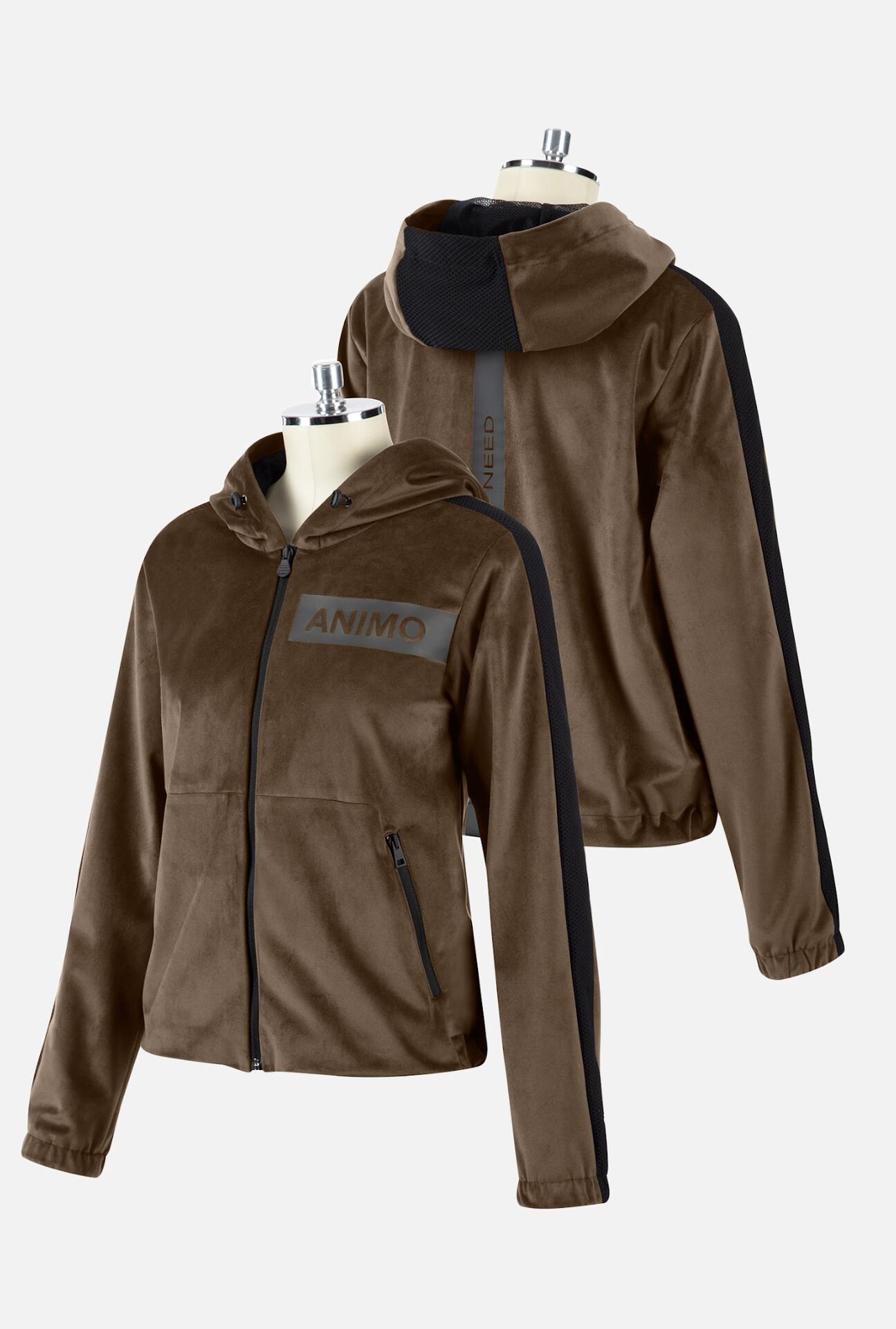 ANIMO ITALIA Animo Lydia Sweater Met Capuchon Fluweel Bruin -