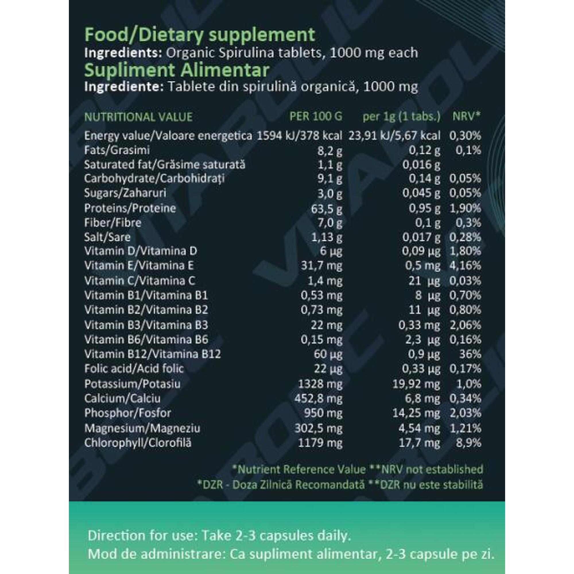 Organic Spirulina 100tab