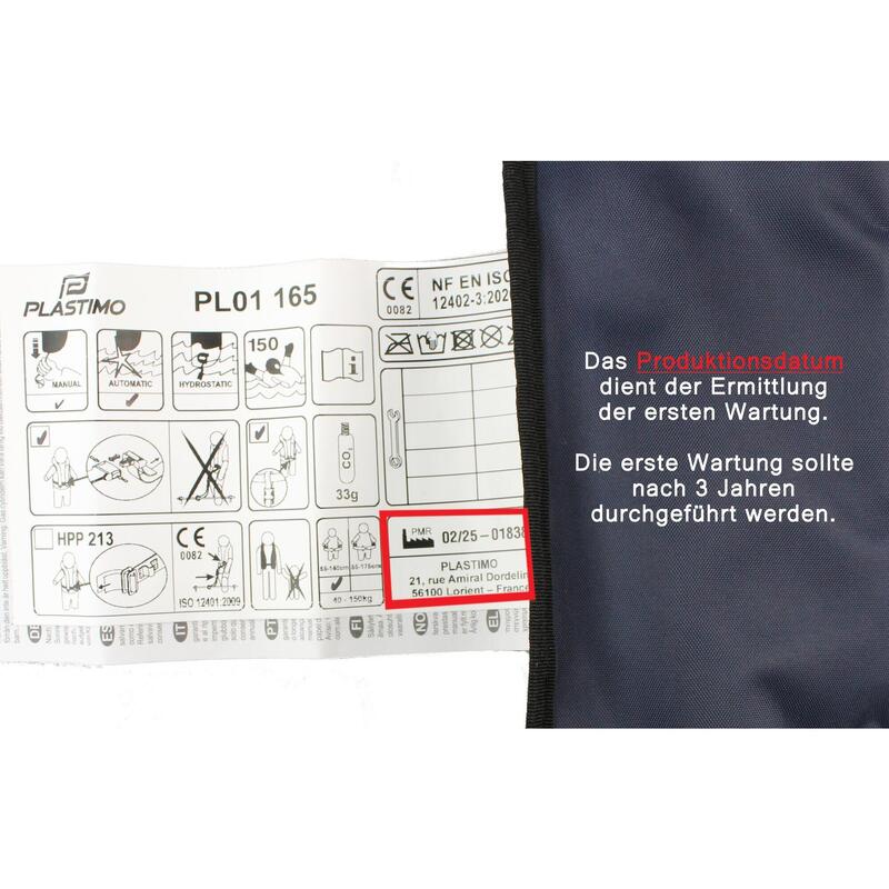 gilet de sauvetage automatique 165N ISO - bleu marine