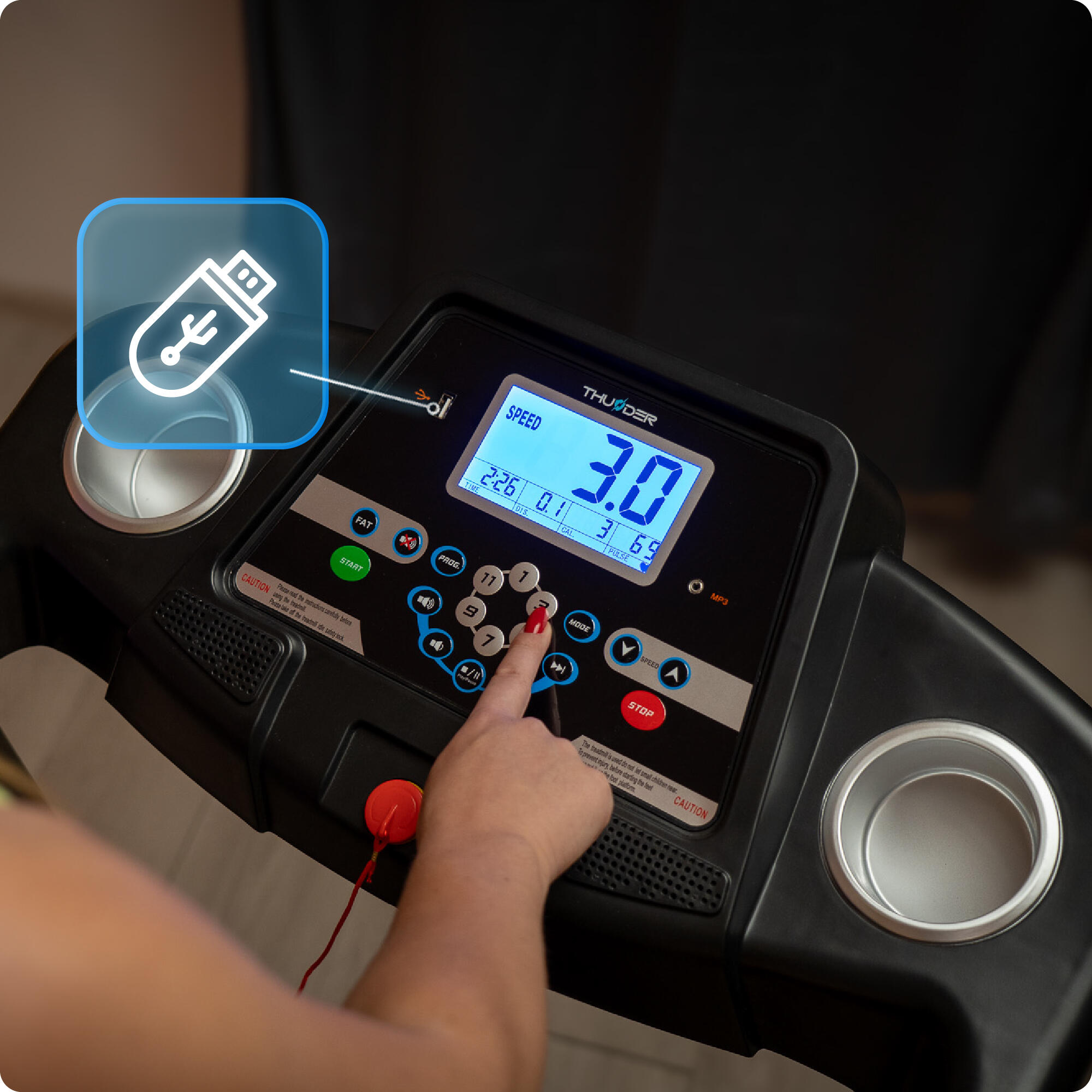 Bieżnia elektryczna do biegania składana Thunder ICON-BLUE 7 km/h 3/8
