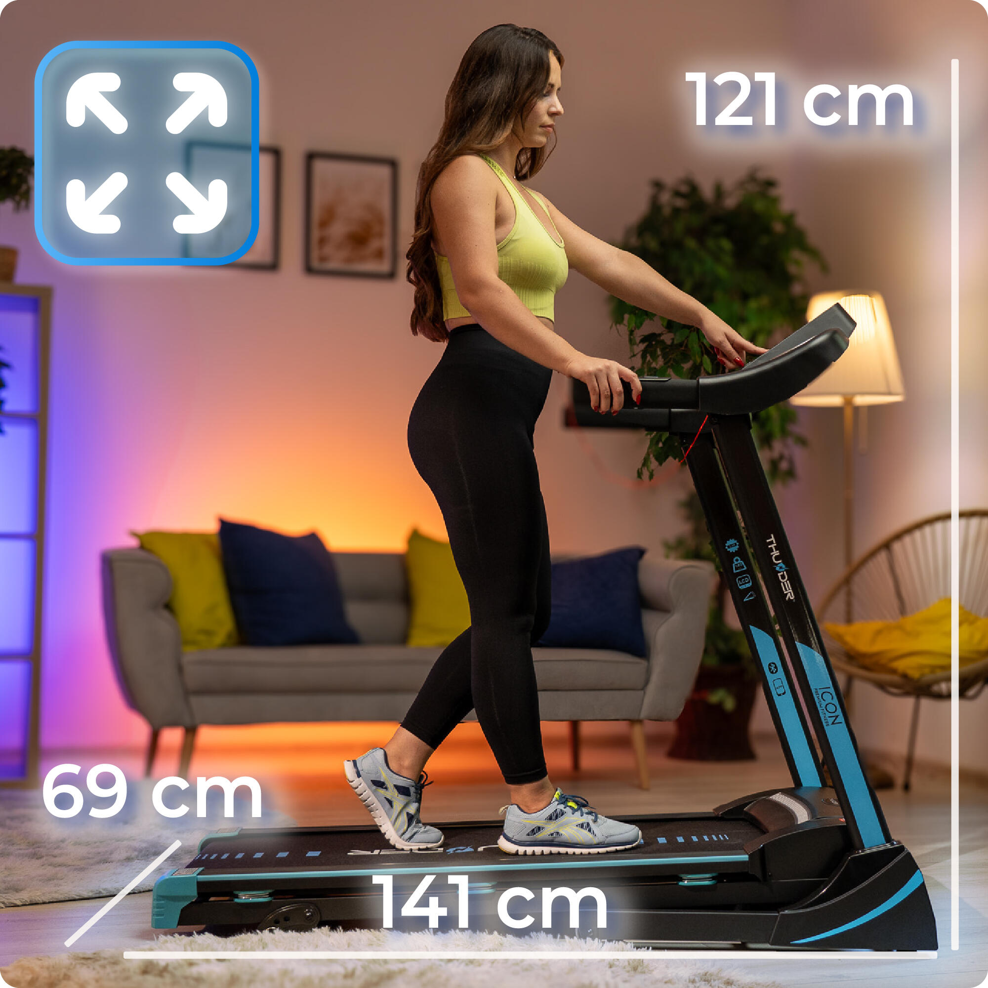 Bieżnia elektryczna do biegania składana Thunder ICON-BLUE 7 km/h 2/8