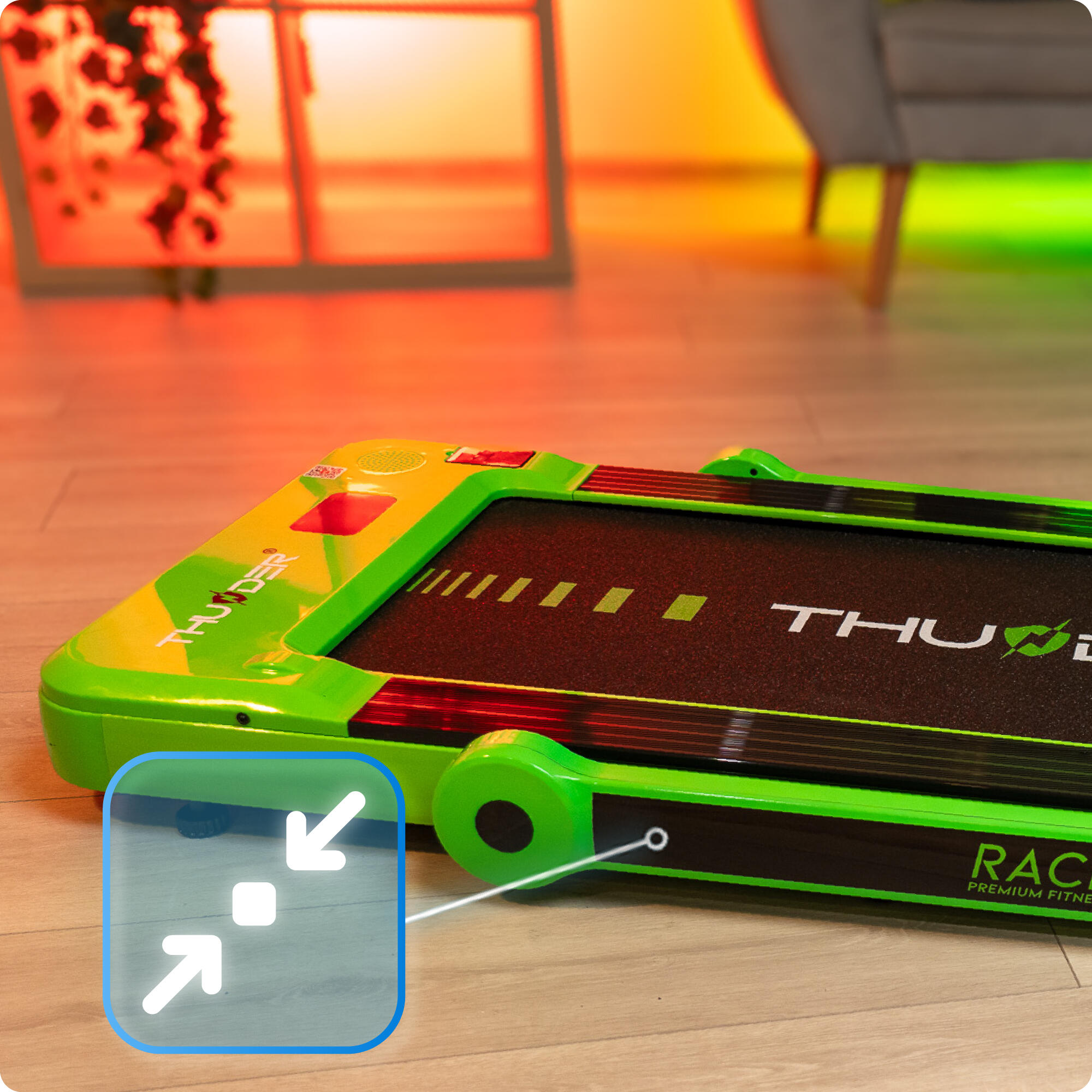 Tapis de course Thunder RACE GREEN PRO 105x40,5cm 7km/h FitShow pliable 6/7