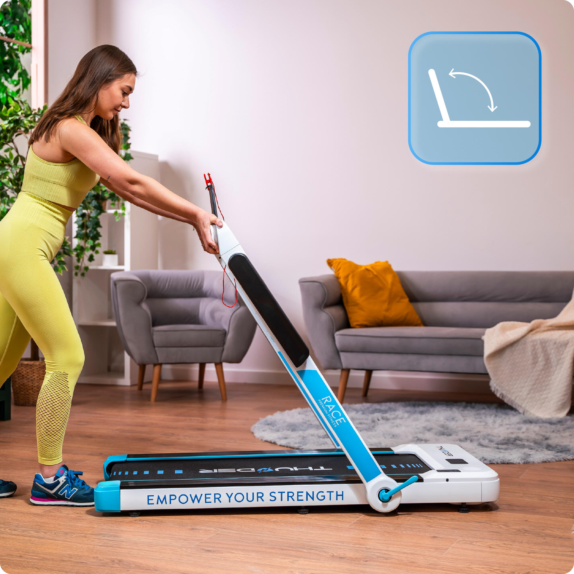 Cinta de correr Thunder RACE WHITE 105x40,5cm 14km/h FitShow plegable 7/8