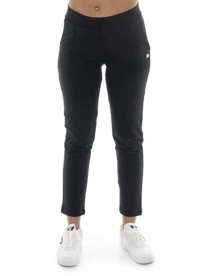 Pantaloni da donna in cotone non felpato con piega Leone Basic