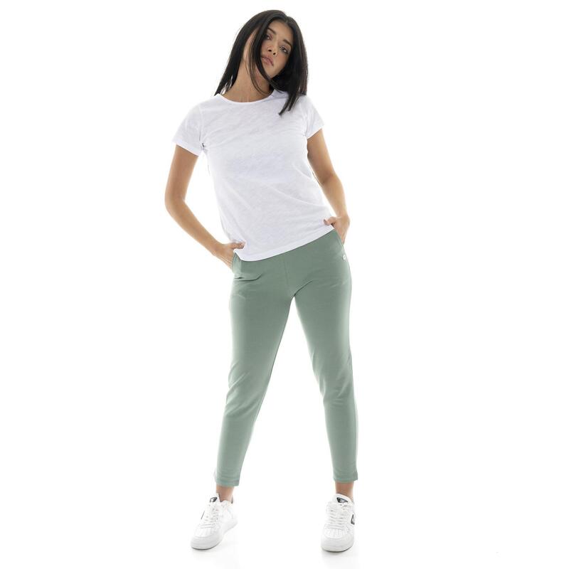Pantaloni Leone Basic din bumbac, croială dreaptă, pentru femei