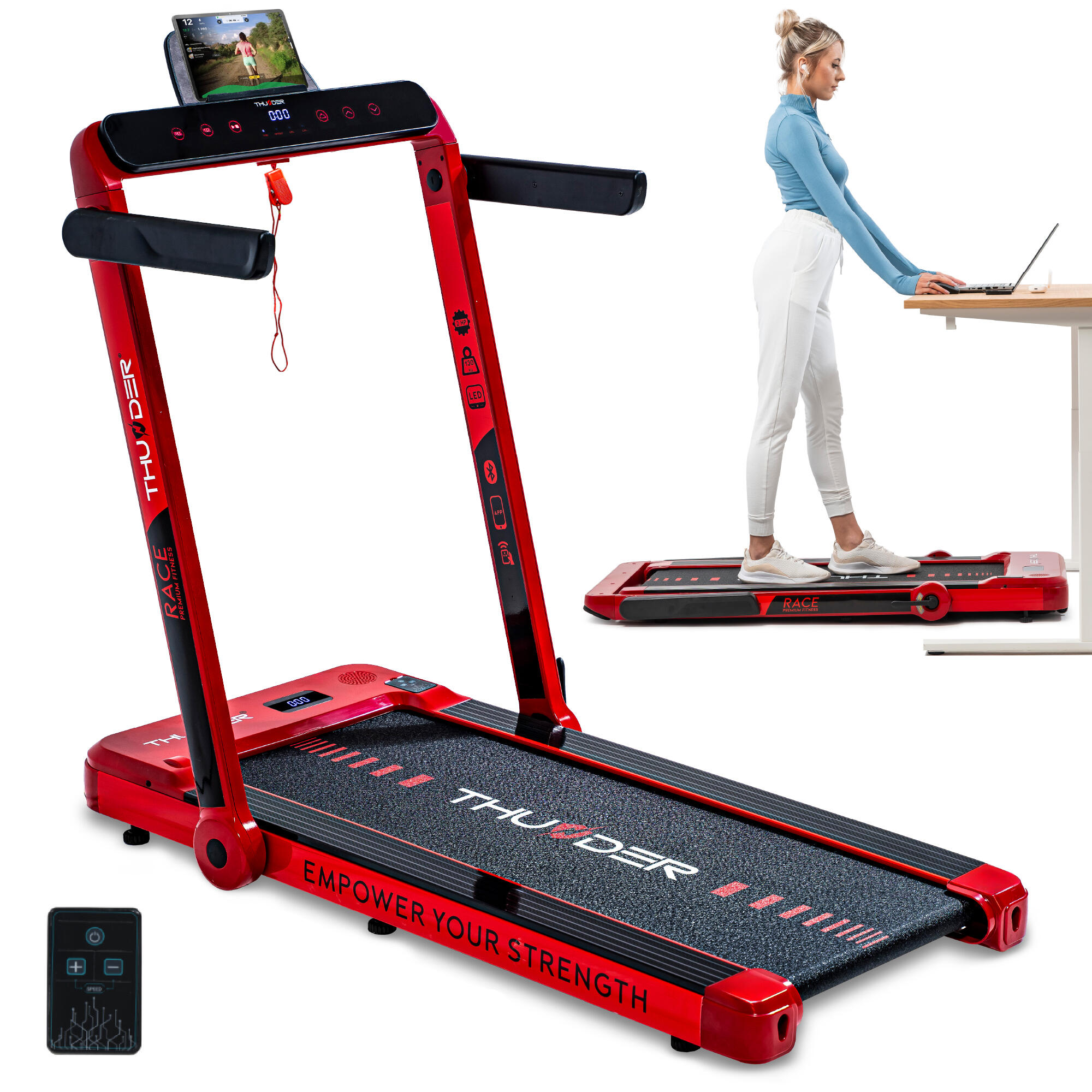 THUNDER Laufband Thunder RACE RED 105x40,5cm 14km/h FitShow klappbar