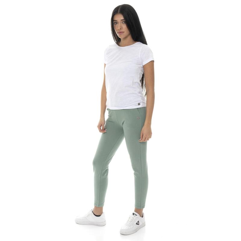 Pantaloni Leone Basic din bumbac, croială dreaptă, pentru femei