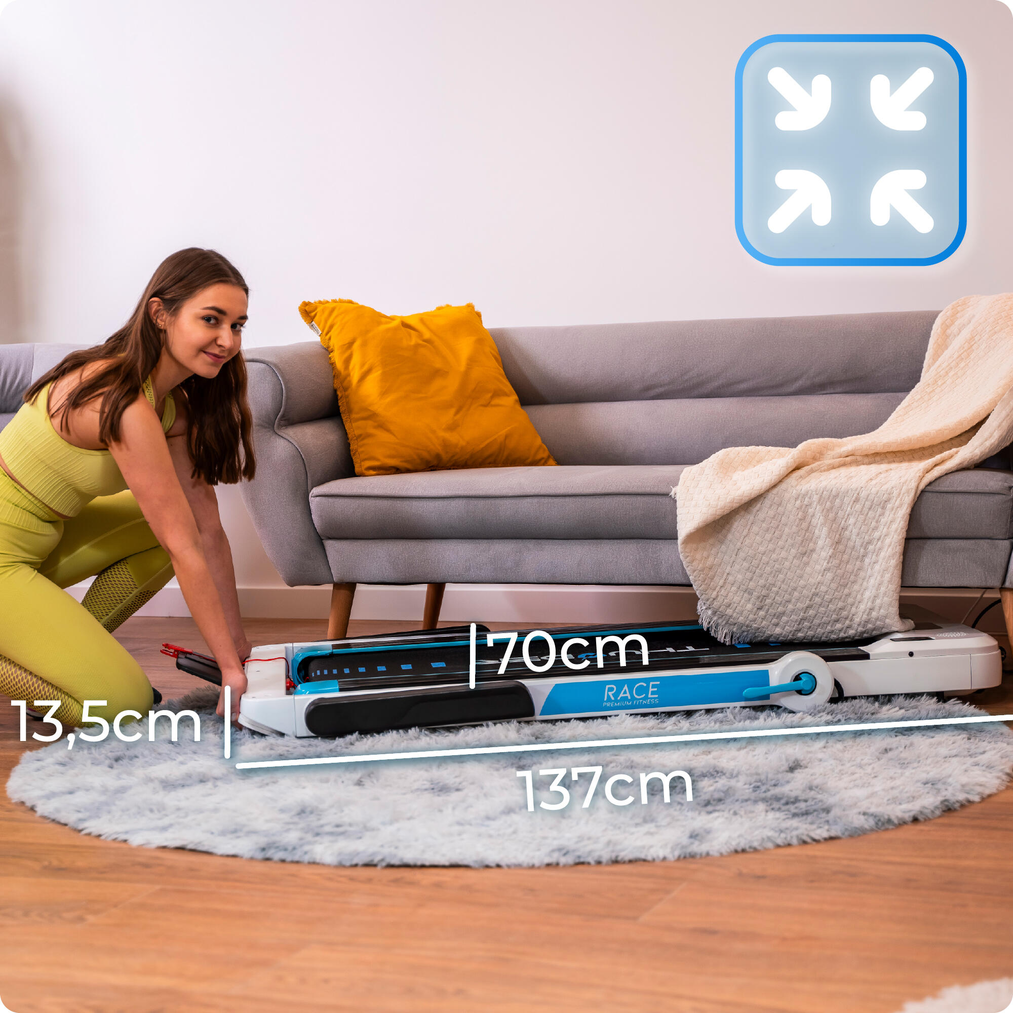 Cinta de correr Thunder RACE WHITE 105x40,5cm 14km/h FitShow plegable 4/8