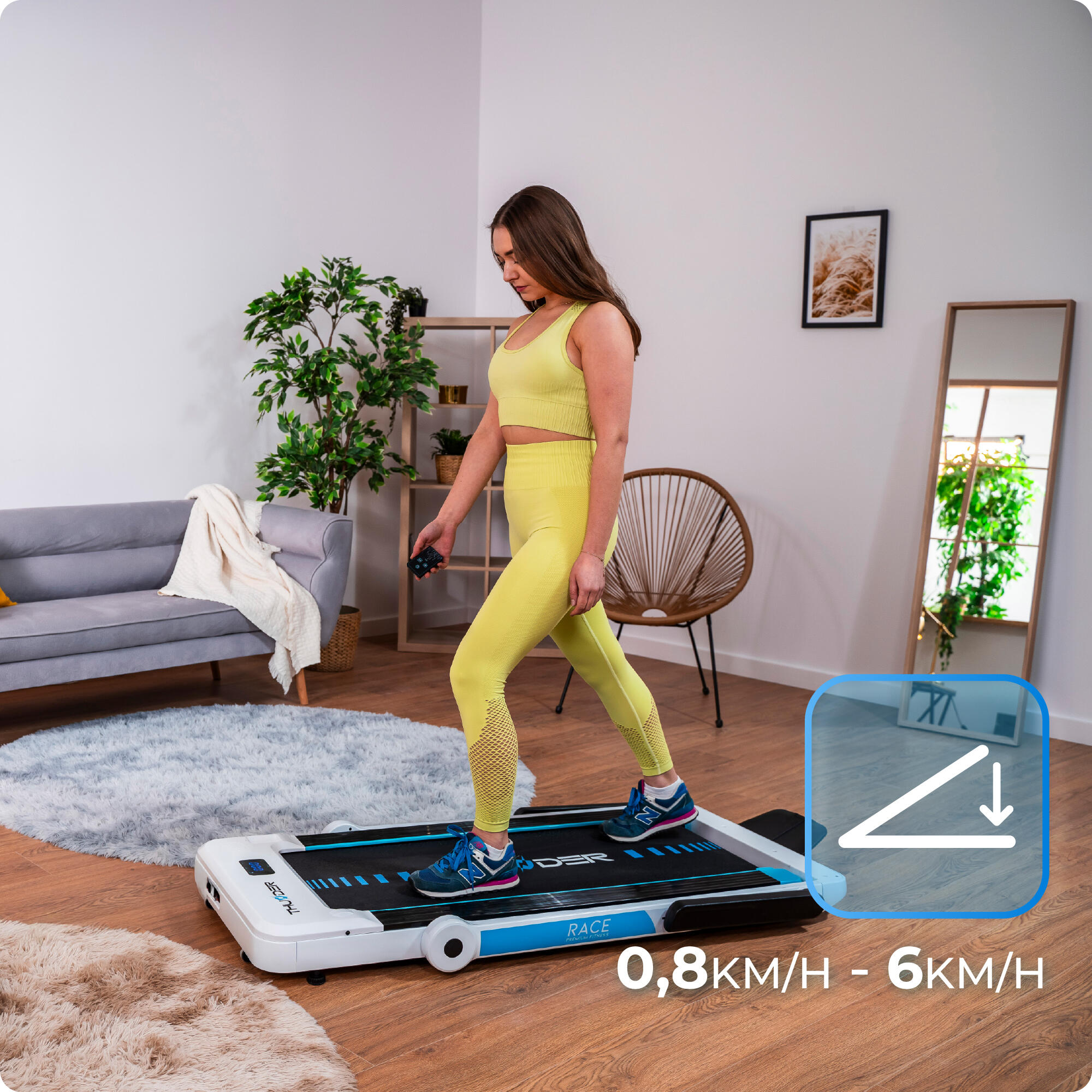 Cinta de correr Thunder RACE WHITE 105x40,5cm 14km/h FitShow plegable 6/8
