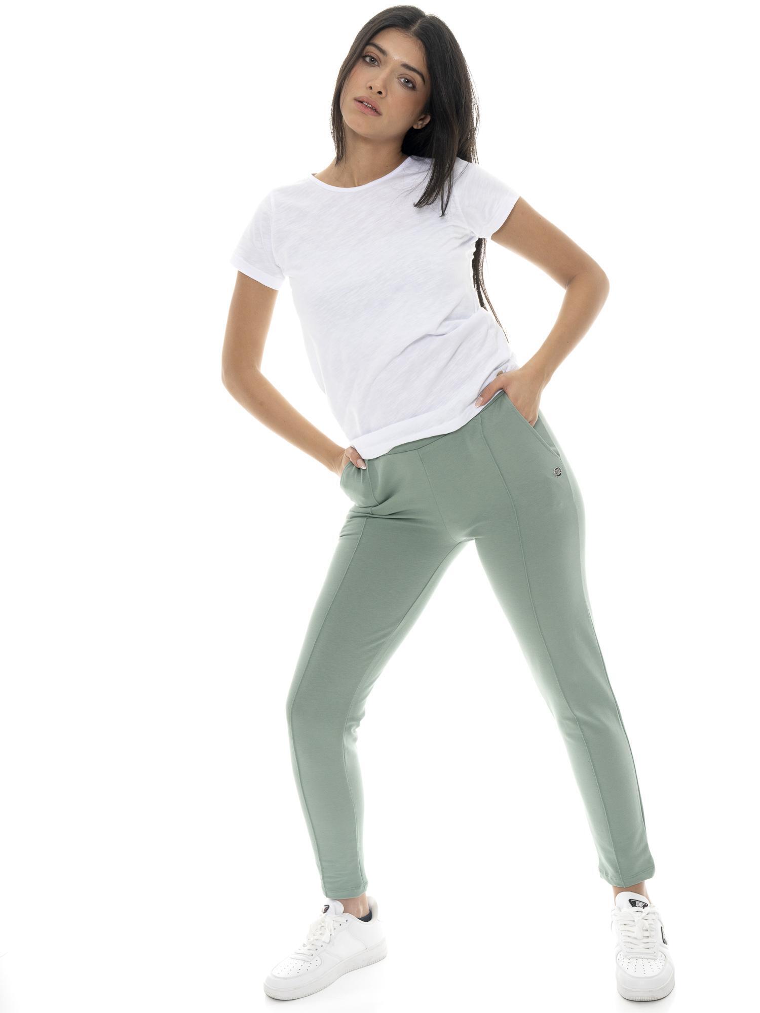 Dames non-fleece katoenen broek met Leone Basic plooi 5/7