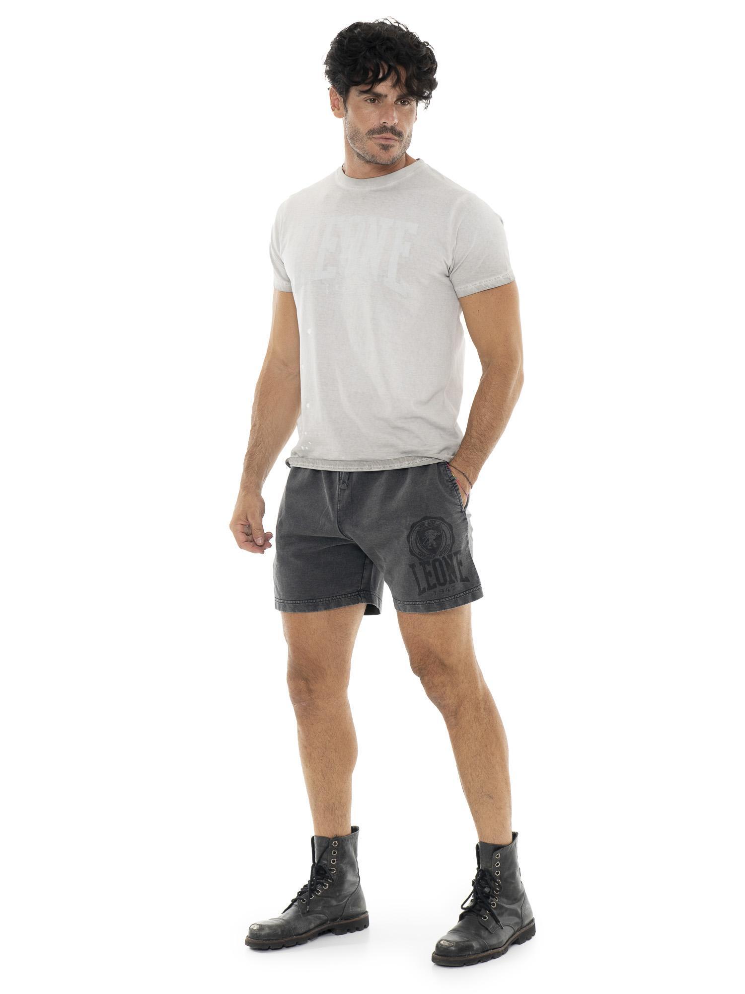 Pantaloncini da uomo non garzato in tessuto lavato Leone Old Wash 2/5