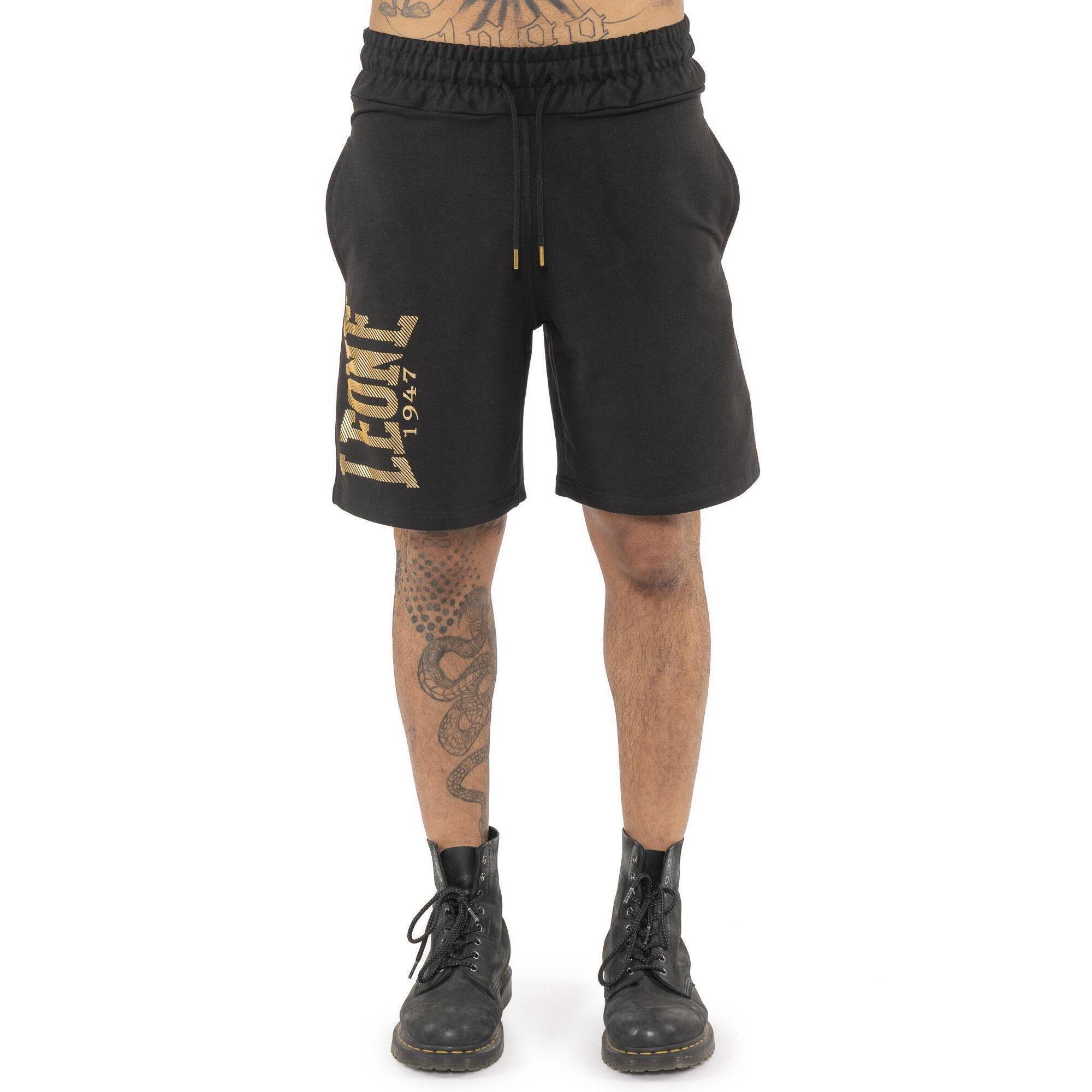 Leone 1947 Apparel - Short Homme En Coton Non Brossé Leone Stripe Gold - Shorty De Running - Noir - Decathlon
