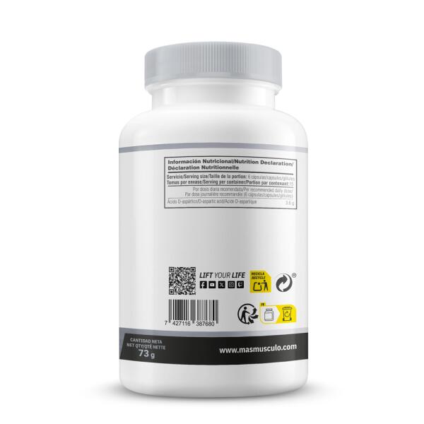 DAA (asparaginezuur) 3,6 g - 90 plantaardige capsules MASmusculo 3/5