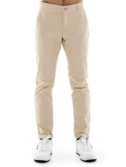 Pantalon chino homme Leone Easy en sergé avec passants de ceinture