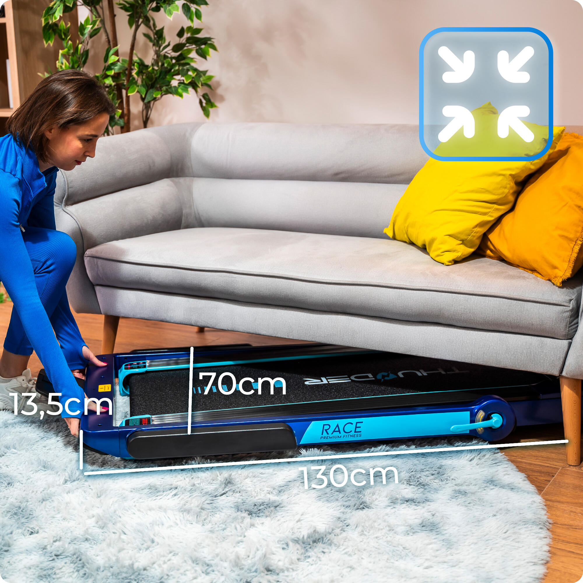 Loopband Thunder RACE BLUE 105x40,5cm 14km/h FitShow opklapbaar 4/8