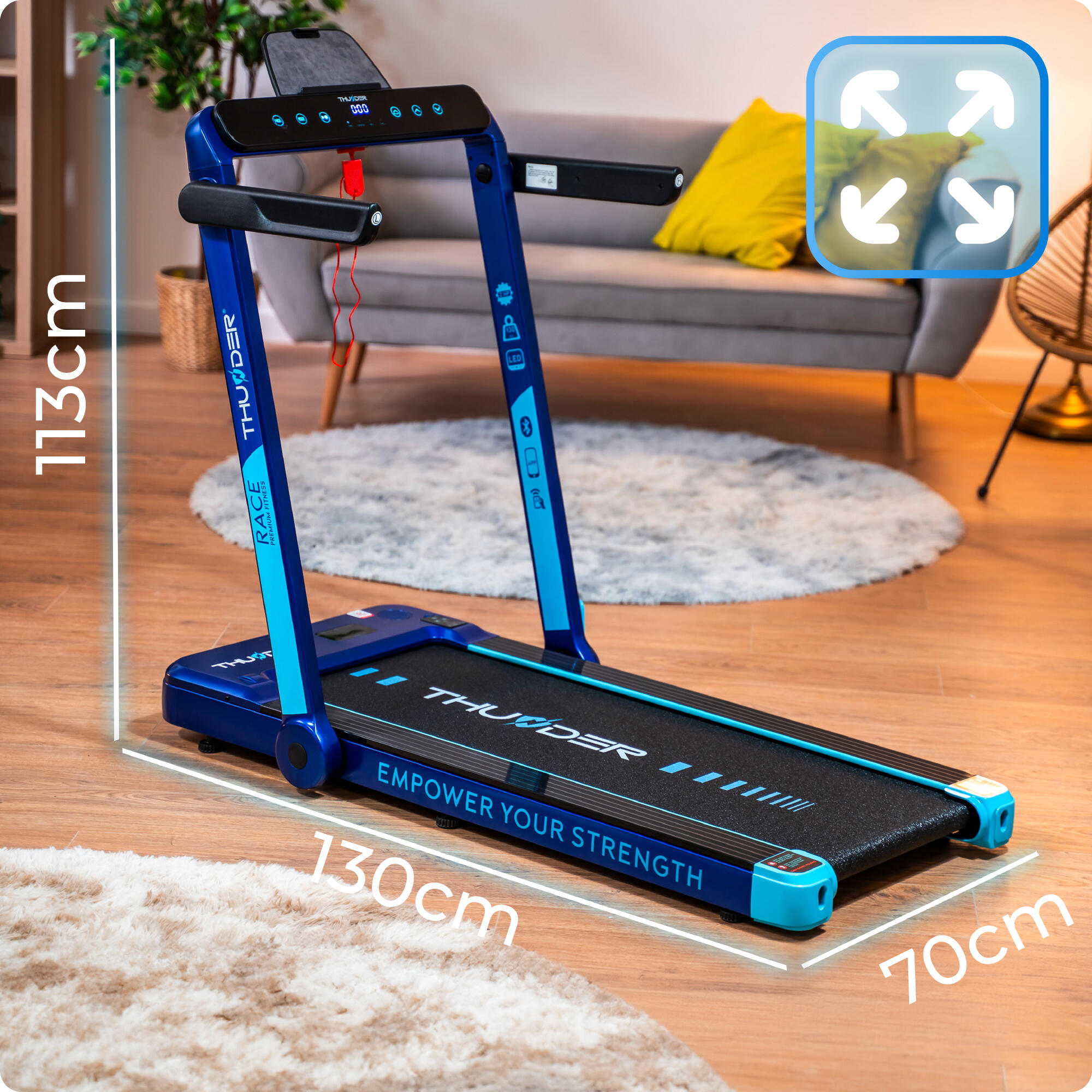 Loopband Thunder RACE BLUE 105x40,5cm 14km/h FitShow opklapbaar 2/8