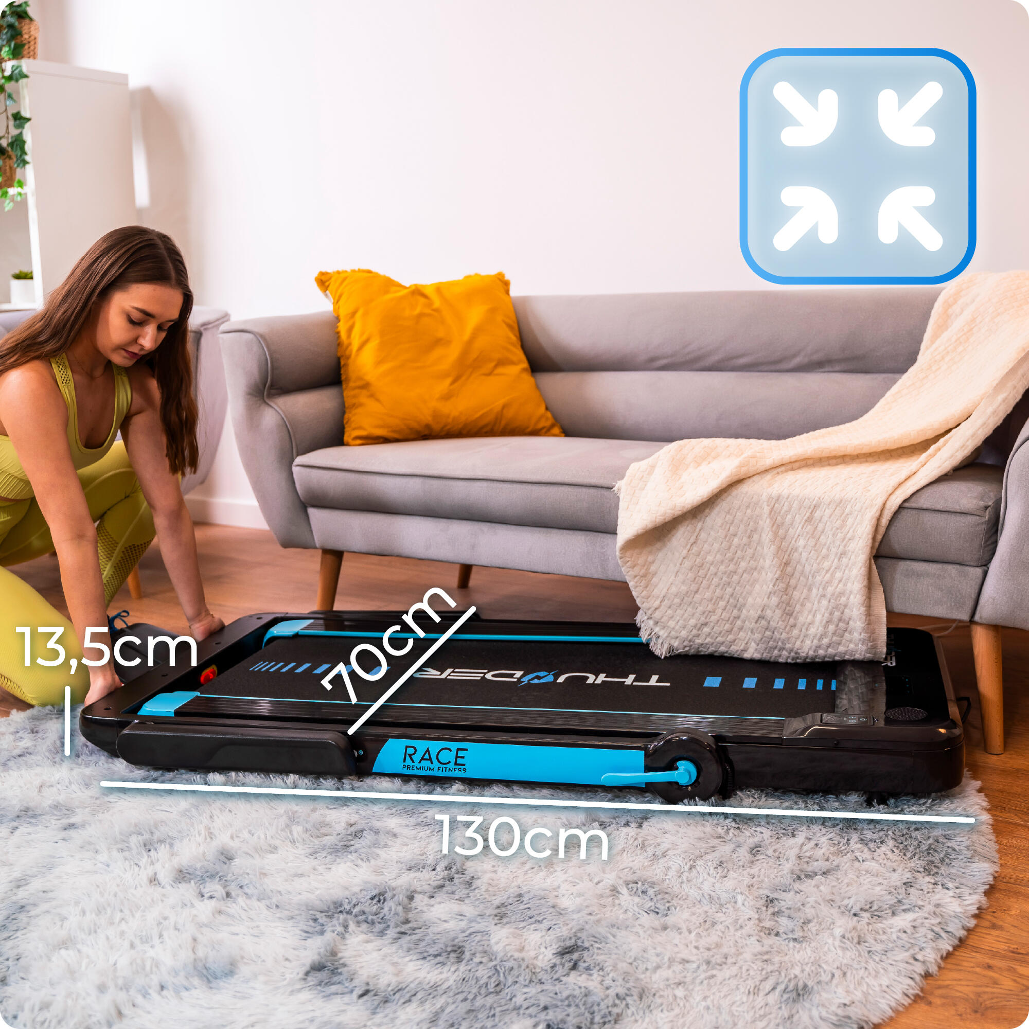 Tapis de course Thunder RACE BLACK 105x40,5cm 14km/h FitShow pliable 4/8