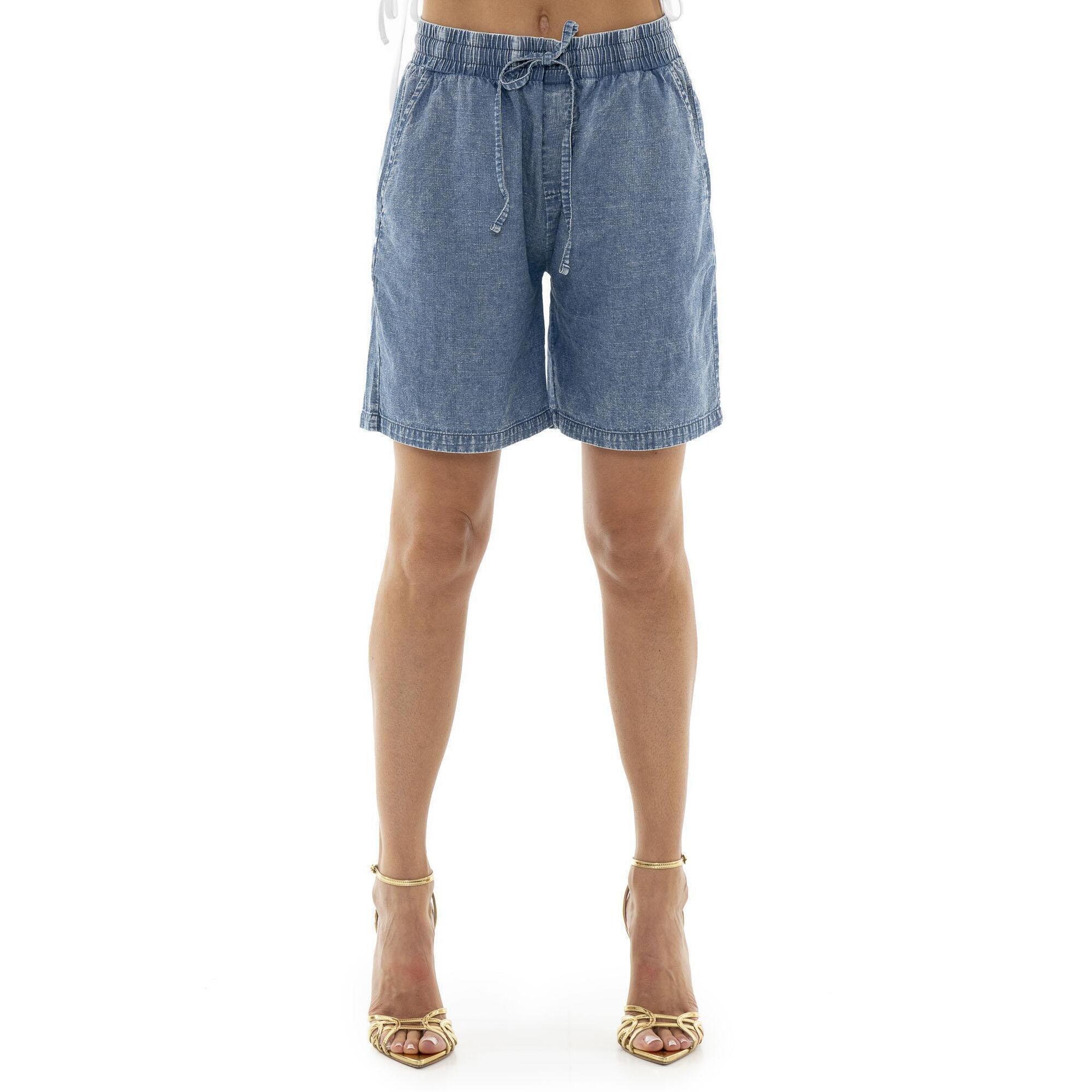 Leone 1947 Apparel - Short En Jean Chambray Leone Fancy Stripes Femme - Shorty De Running - Bleu|gris - Decathlon