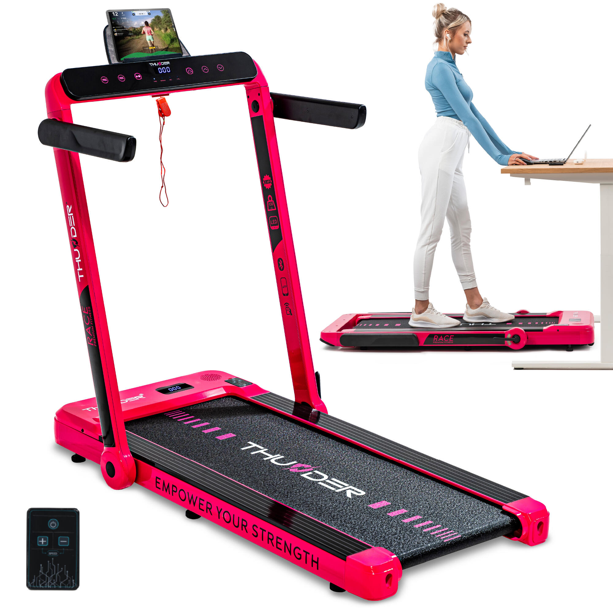 Laufband Thunder RACE PINK 105x40,5cm 14km/h FitShow klappbar 1/8