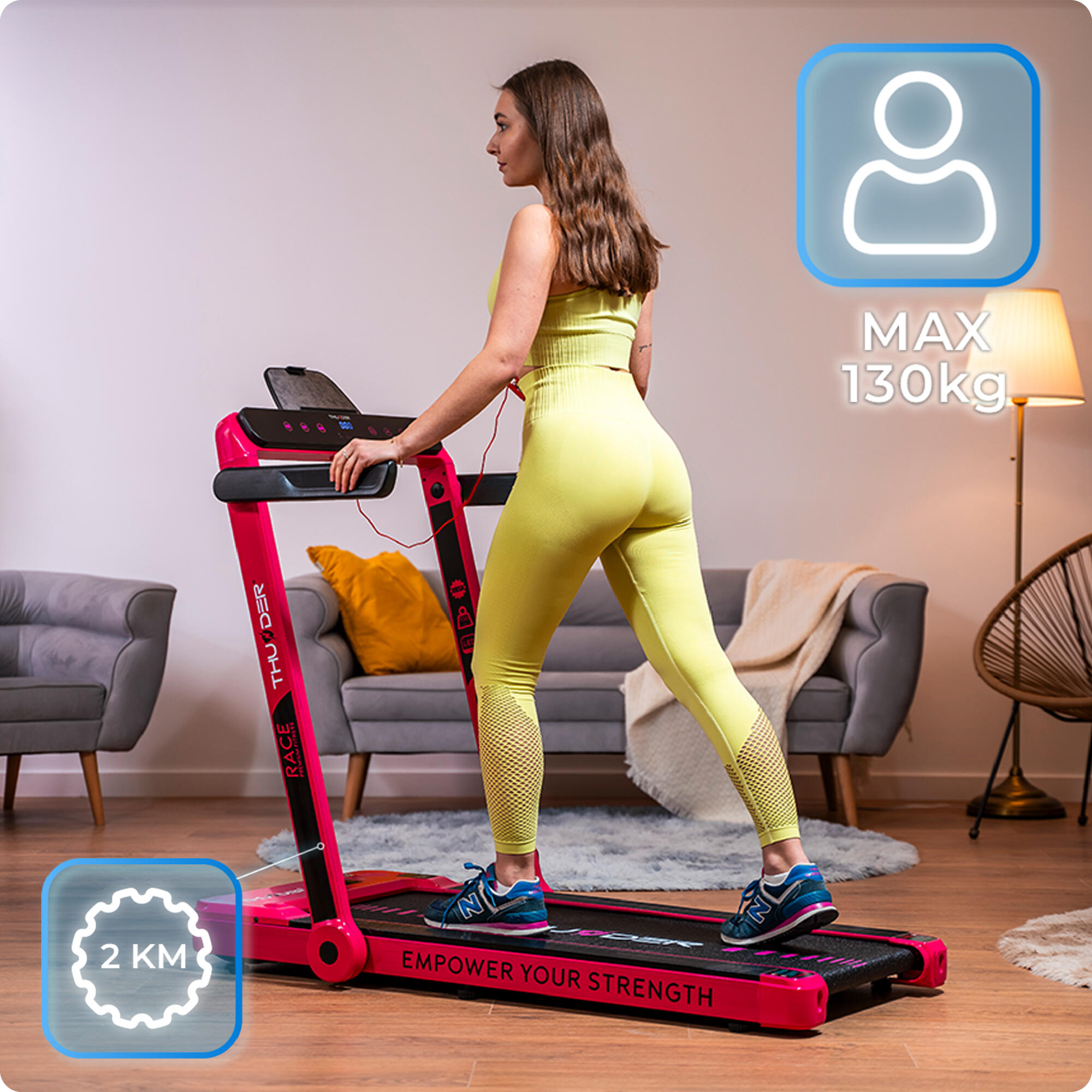 Laufband Thunder RACE PINK 105x40,5cm 14km/h FitShow klappbar 4/8