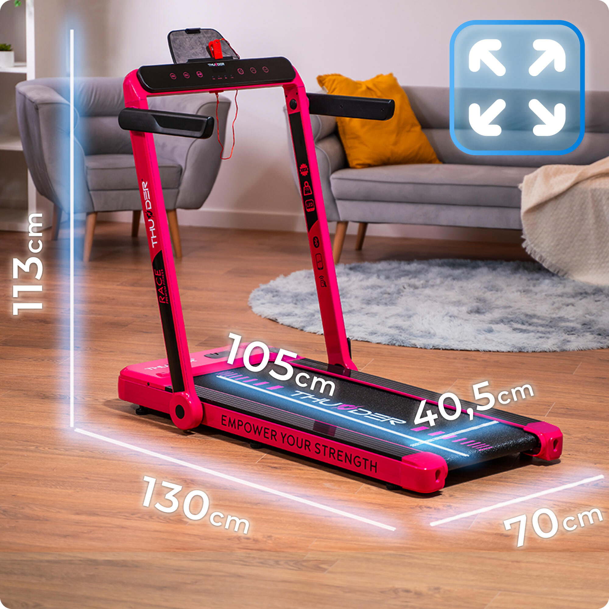 Laufband Thunder RACE PINK 105x40,5cm 14km/h FitShow klappbar 2/8