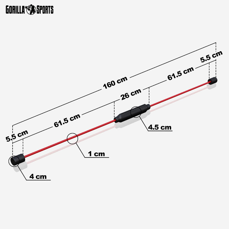 Drążek drgający  Gorilla Sports flexi bar 160 cm