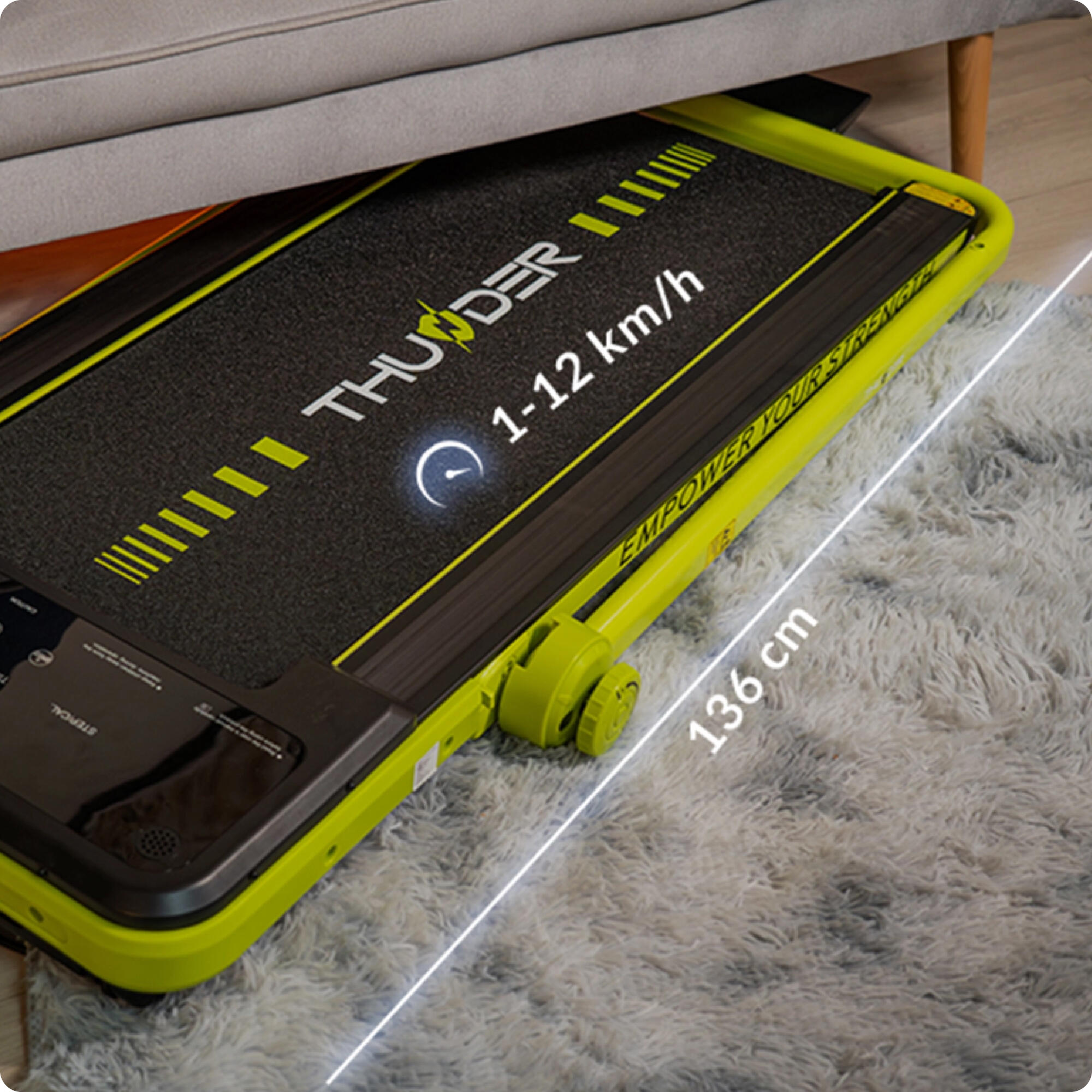 Cinta de correr Thunder IMPACT LIME 106,5x40cm 12km/h FitShow plegable LCD 5/8