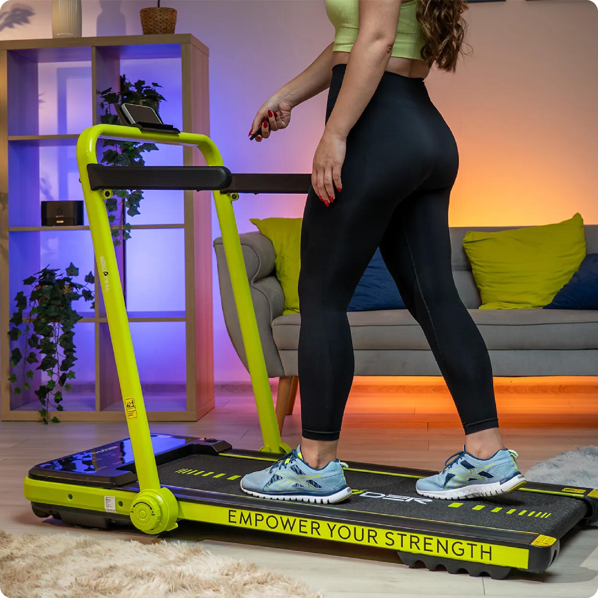 Cinta de correr Thunder IMPACT LIME 106,5x40cm 12km/h FitShow plegable LCD 6/8