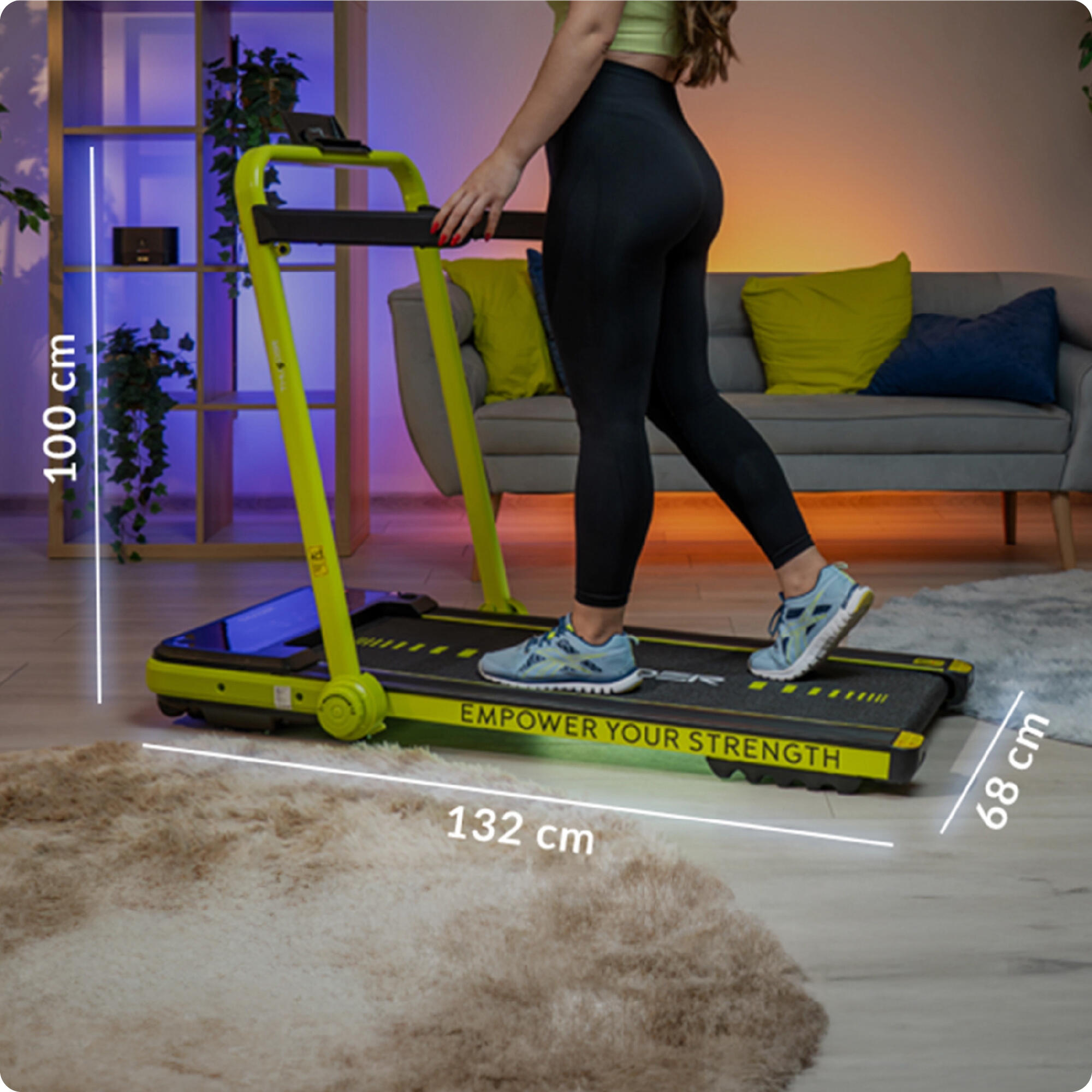 Cinta de correr Thunder IMPACT LIME 106,5x40cm 12km/h FitShow plegable LCD 2/8