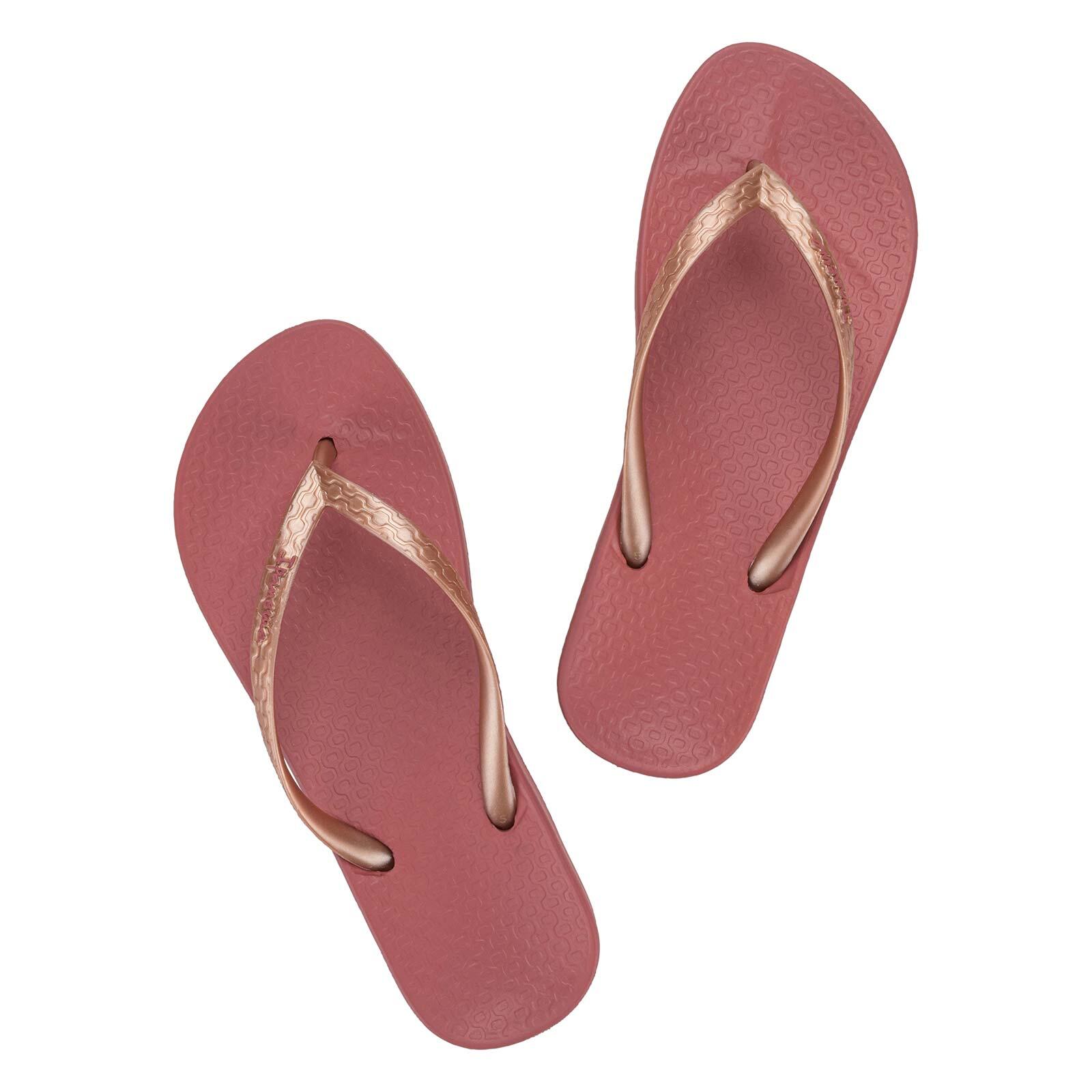 Ipanema Anatomica Tan Flip Flops-Red/Metalic Pink 3/5